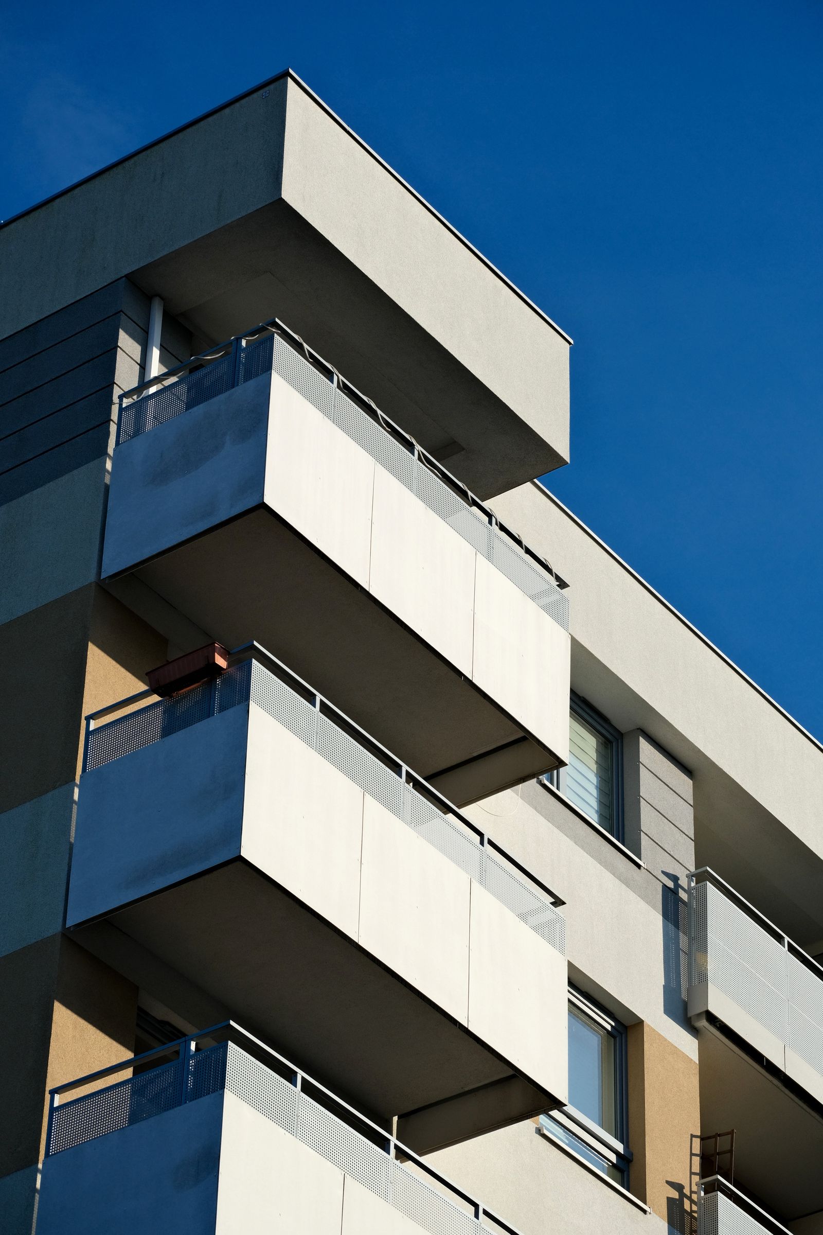 Modern apartment building with minimalist design
